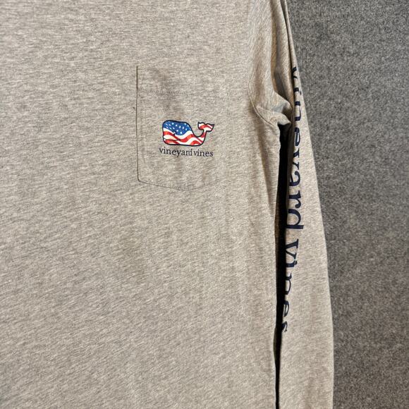 Vineyard Vines Shirt Womens XS‎ Gray American USA Whale Crewneck Tshirt Long Slv - Picture 9 of 9